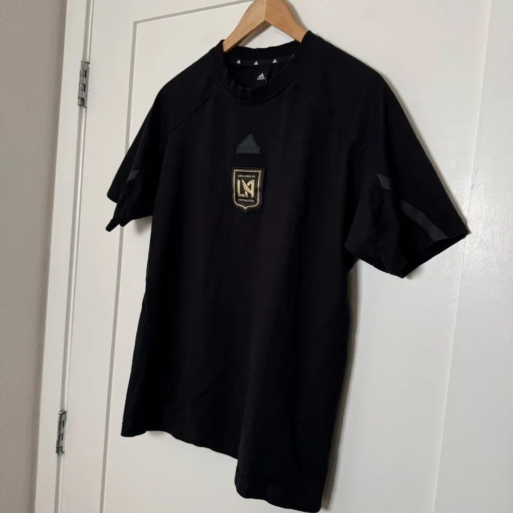 Adidas LA Los Angeles Football Club LAFC T-Shirt Soccer Black Mens Sz M Cotton